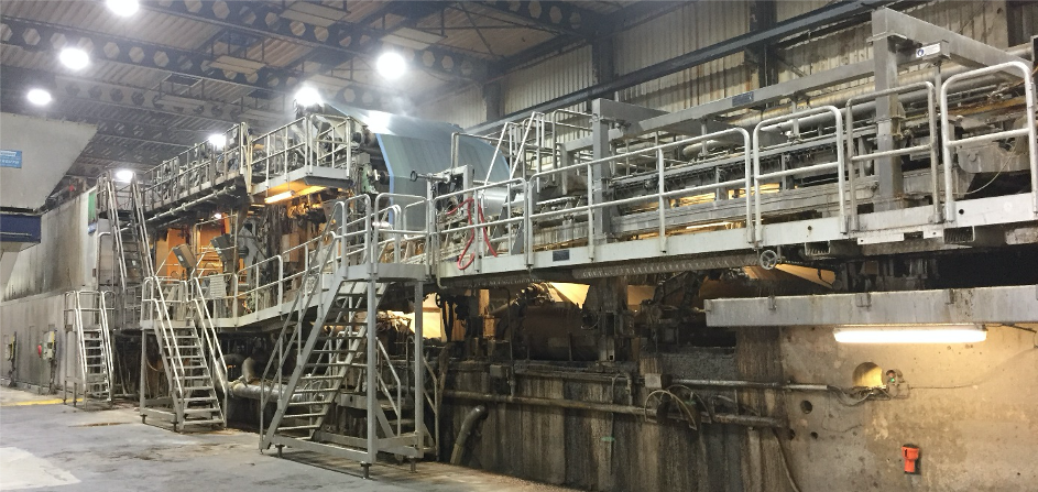 Photo of the PM7 board machine at the Eska Hoogezand board mill. Photo of the PM7 board machine at the Eska Hoogezand board mill.